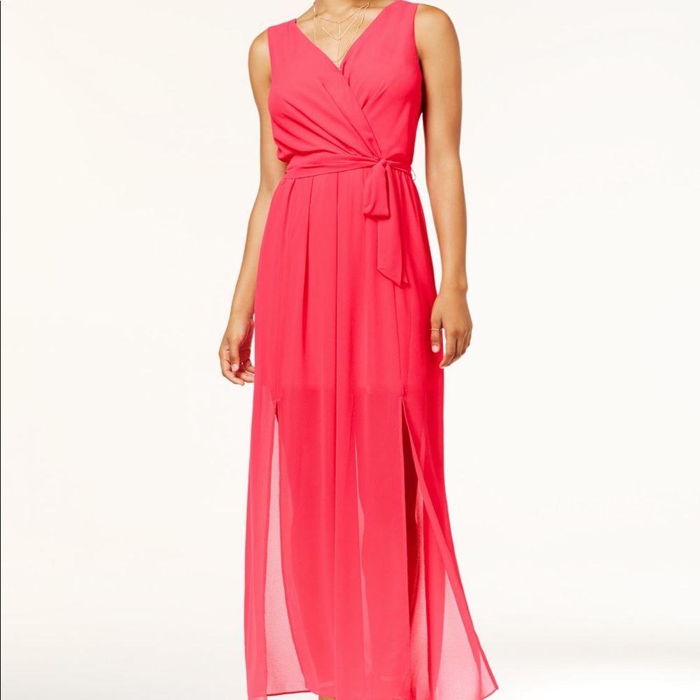 JUNIORS DOUBLE SLIT MAXI DRESS